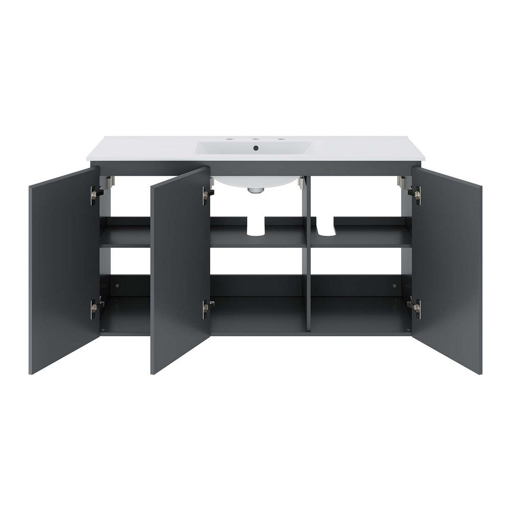 Bryn 48" Wall-Mount Bathroom Vanity by Modway| White