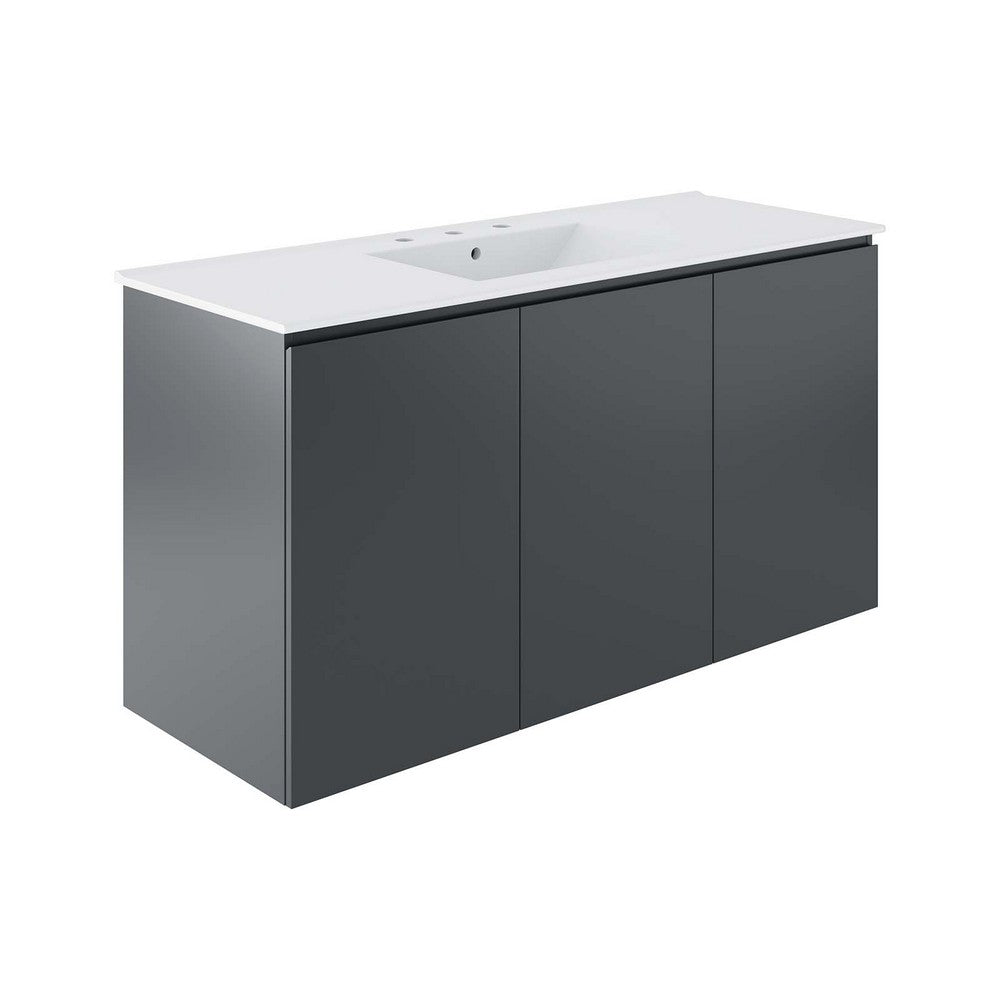 Bryn 48" Wall-Mount Bathroom Vanity by Modway| White