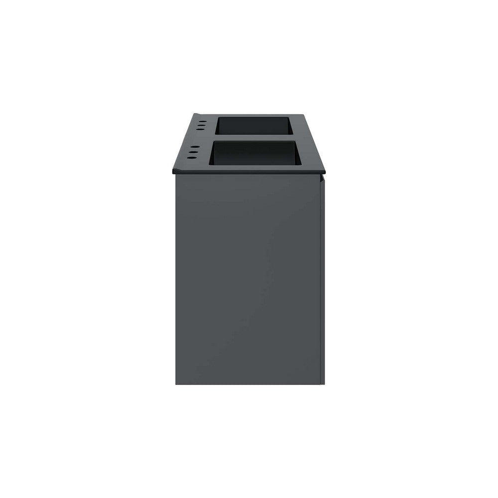 Modway Bryn Wall-Mount Bathroom Vanity 48’’ with Double Sink Gray Black MDY-EEI-5781-GRY-BLK