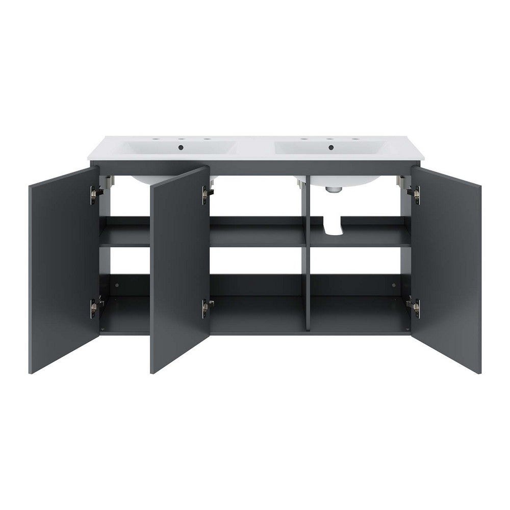Bryn 48" Wall-Mount Double Sink Bathroom Vanity by Modway| White