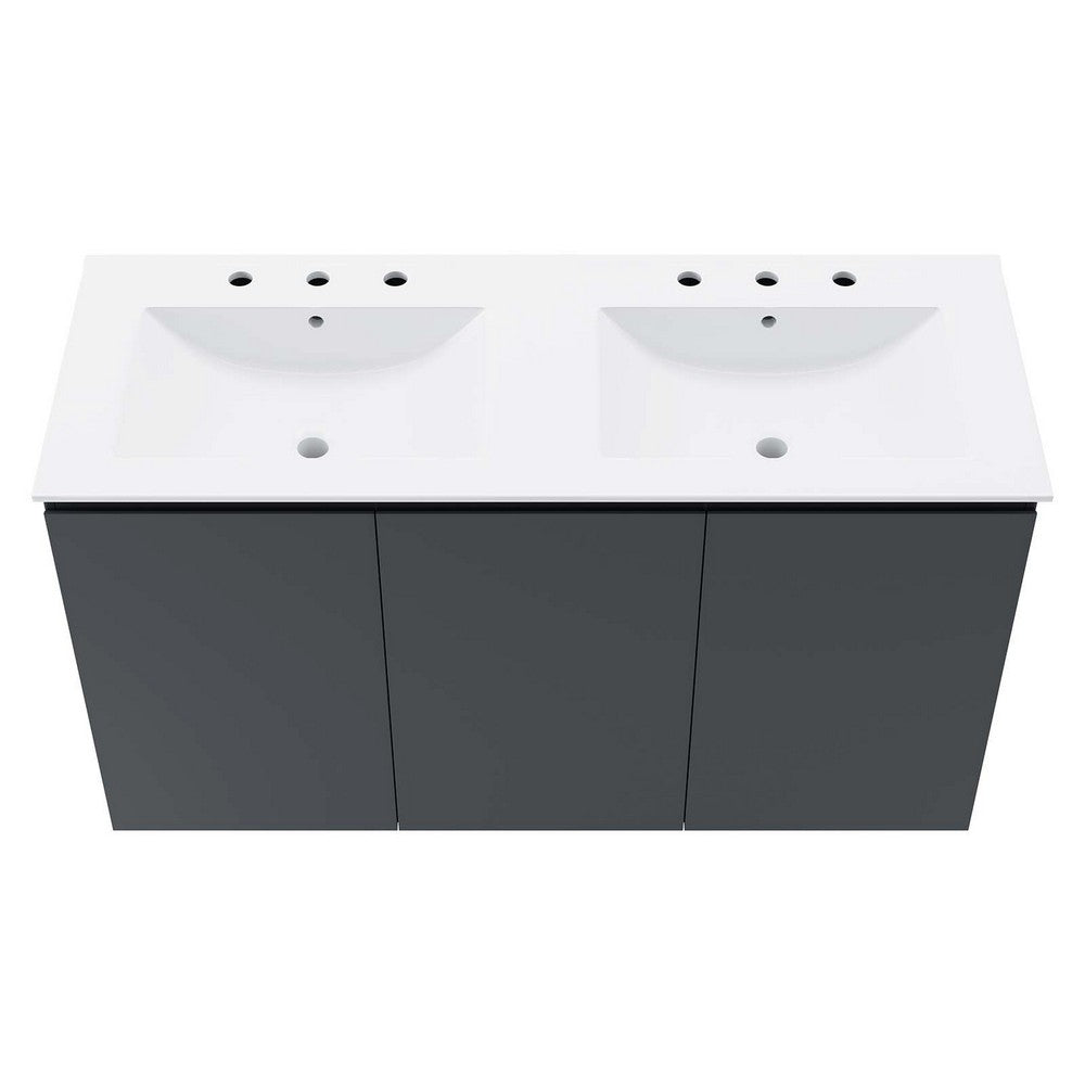 Bryn 48" Wall-Mount Double Sink Bathroom Vanity by Modway| White