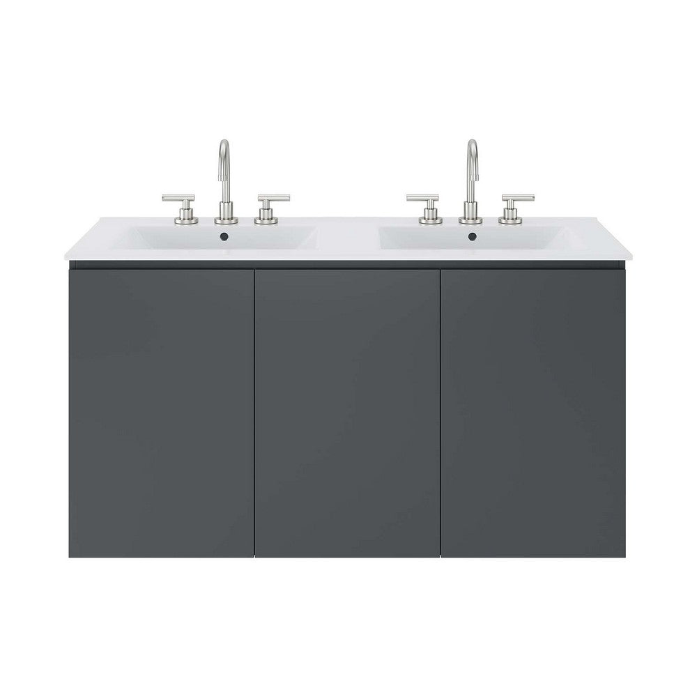 Bryn 48" Wall-Mount Double Sink Bathroom Vanity by Modway| White