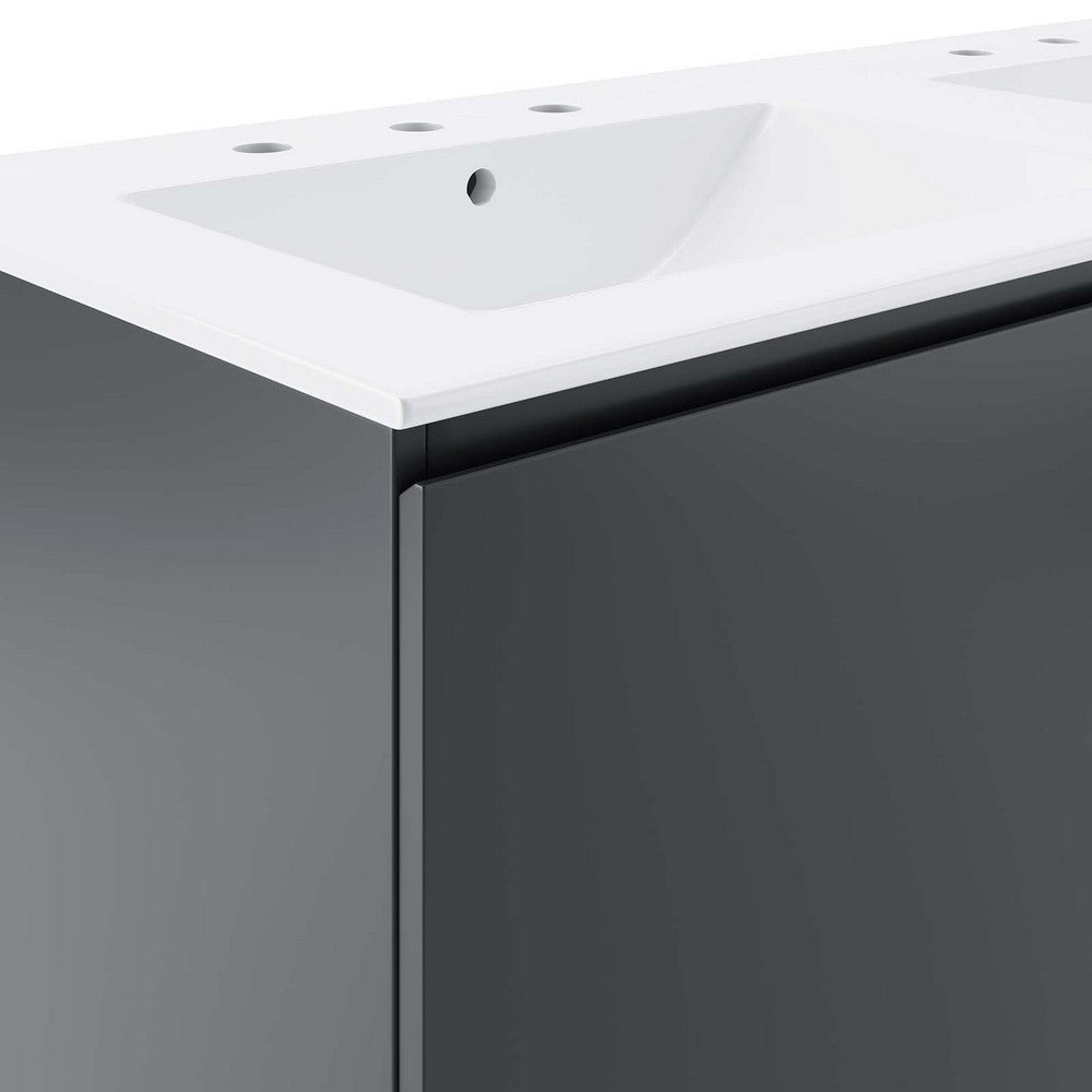 Bryn 48" Wall-Mount Double Sink Bathroom Vanity by Modway| White