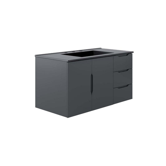 Modway Vitality 36" Bathroom Vanity, 36 Inch, Gray Black