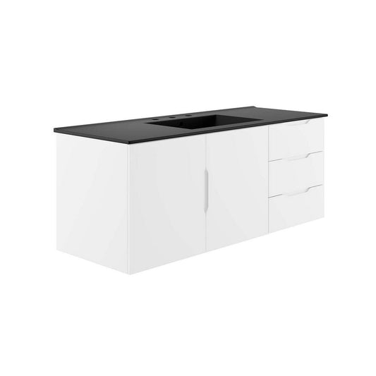 Modway Vitality 48" Single Sink Bathroom Vanity, White Black