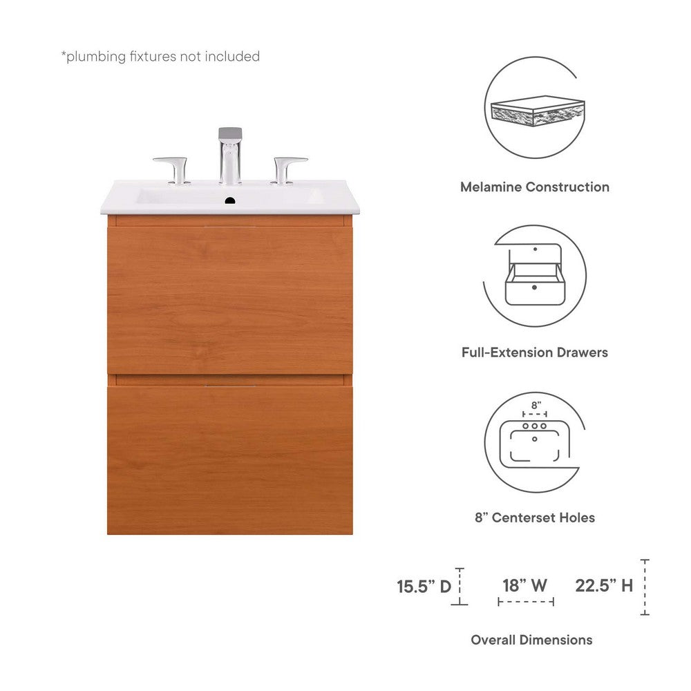 Scenic 18" Wall-Mount Bathroom Vanity by Modway| White