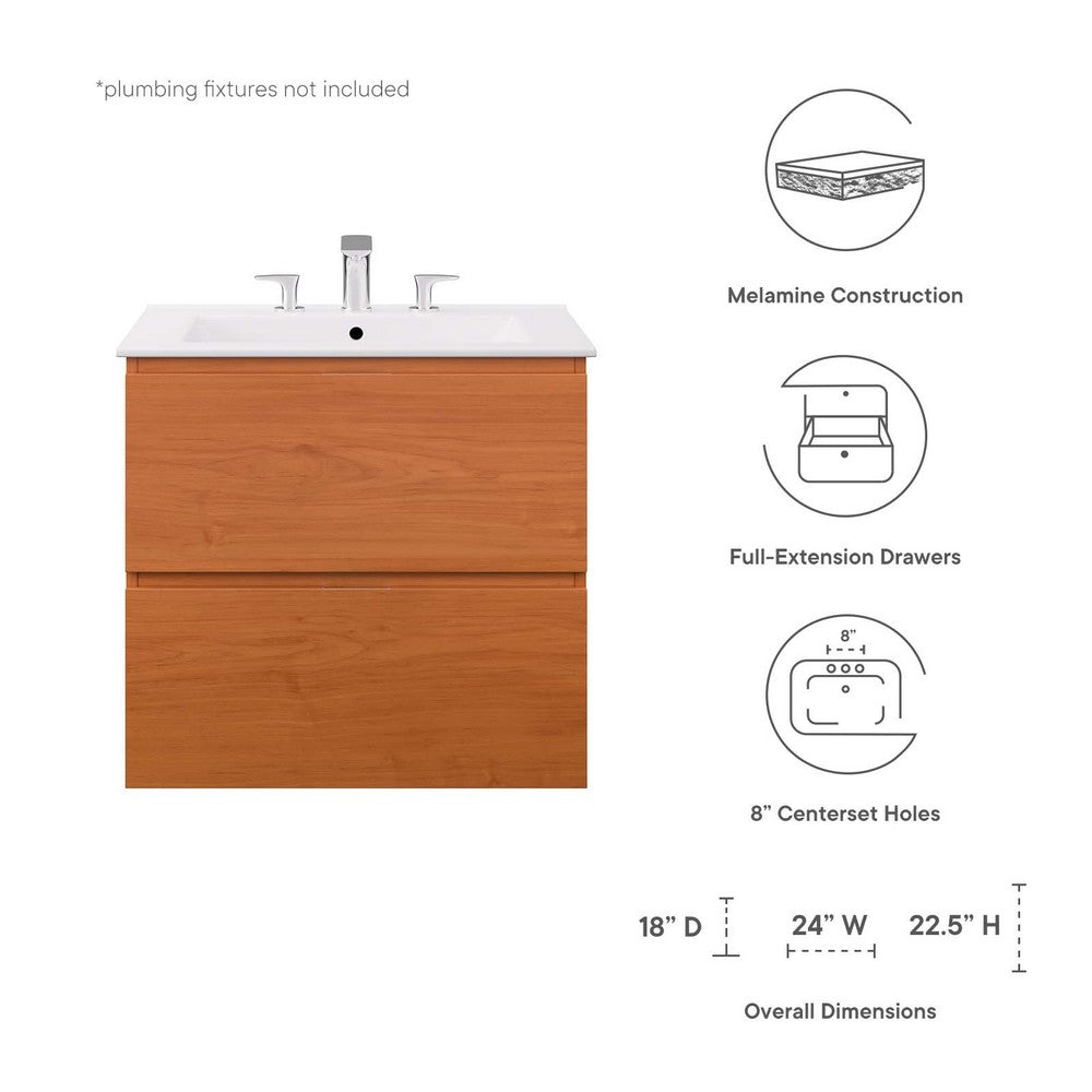 Scenic 24" Wall-Mount Bathroom Vanity by Modway| White
