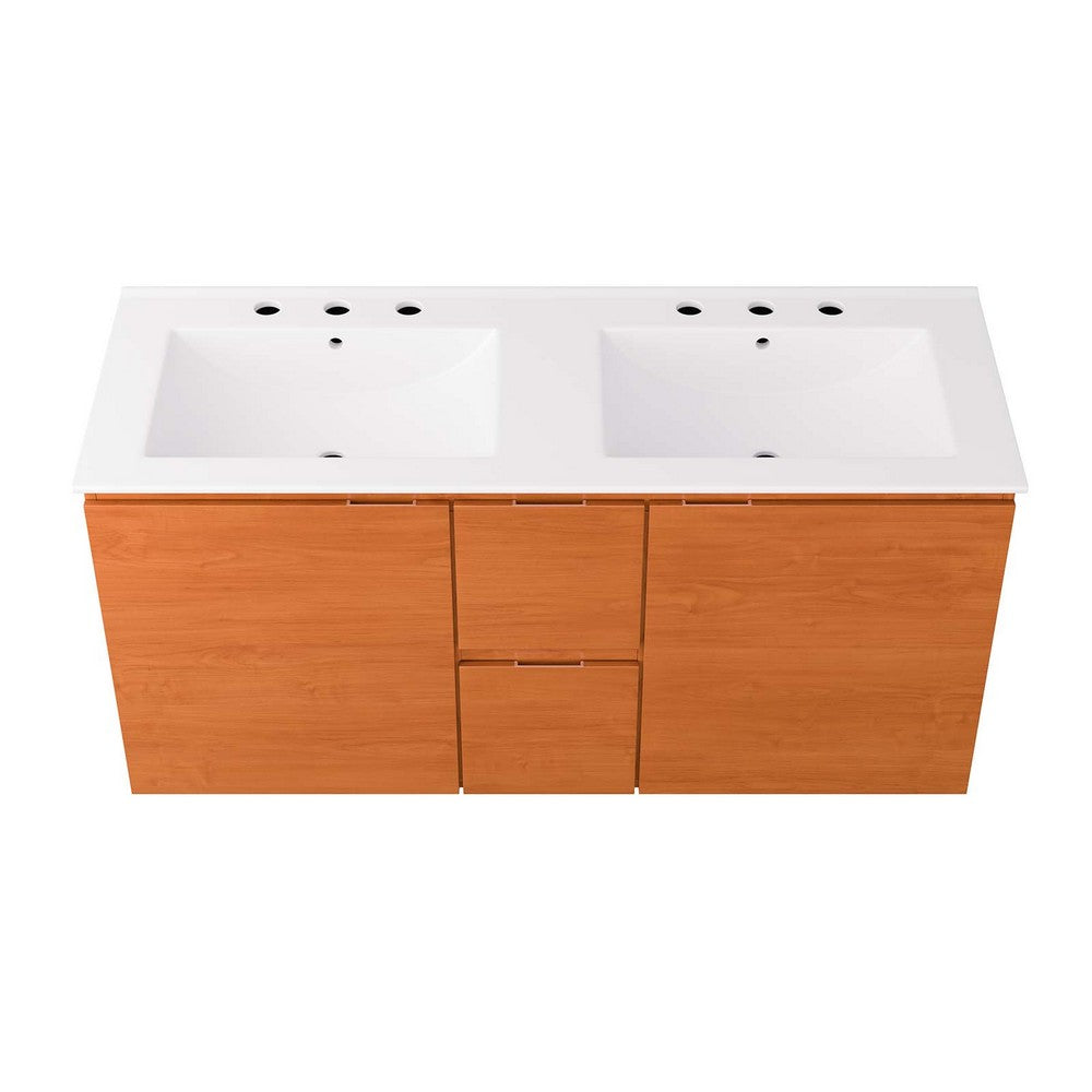 Scenic 48" Double Wall-Mount Bathroom Vanity by Modway| White