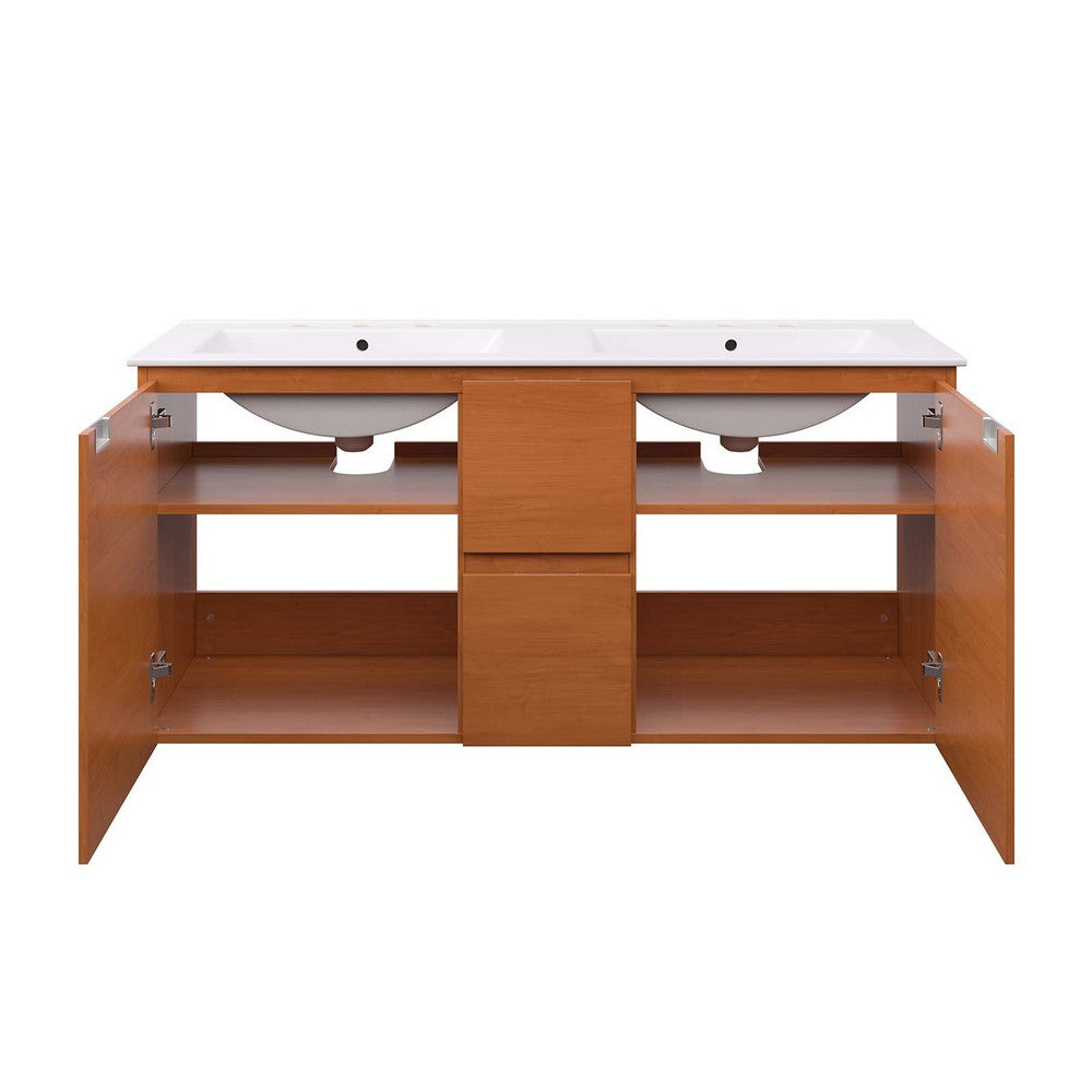 Scenic 48" Double Wall-Mount Bathroom Vanity by Modway| White
