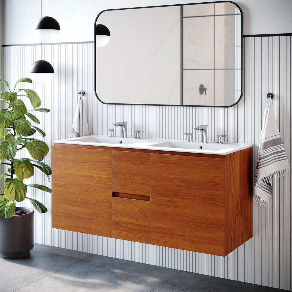 Scenic 48" Double Wall-Mount Bathroom Vanity by Modway| White