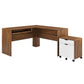 Modway Envision Mid-Century Modern, Desk and File Cabinet Set, Walnut White