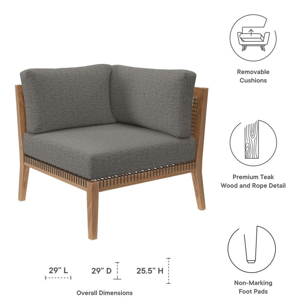 Modway Clearwater Outdoor Patio Teak Wood Corner Chair