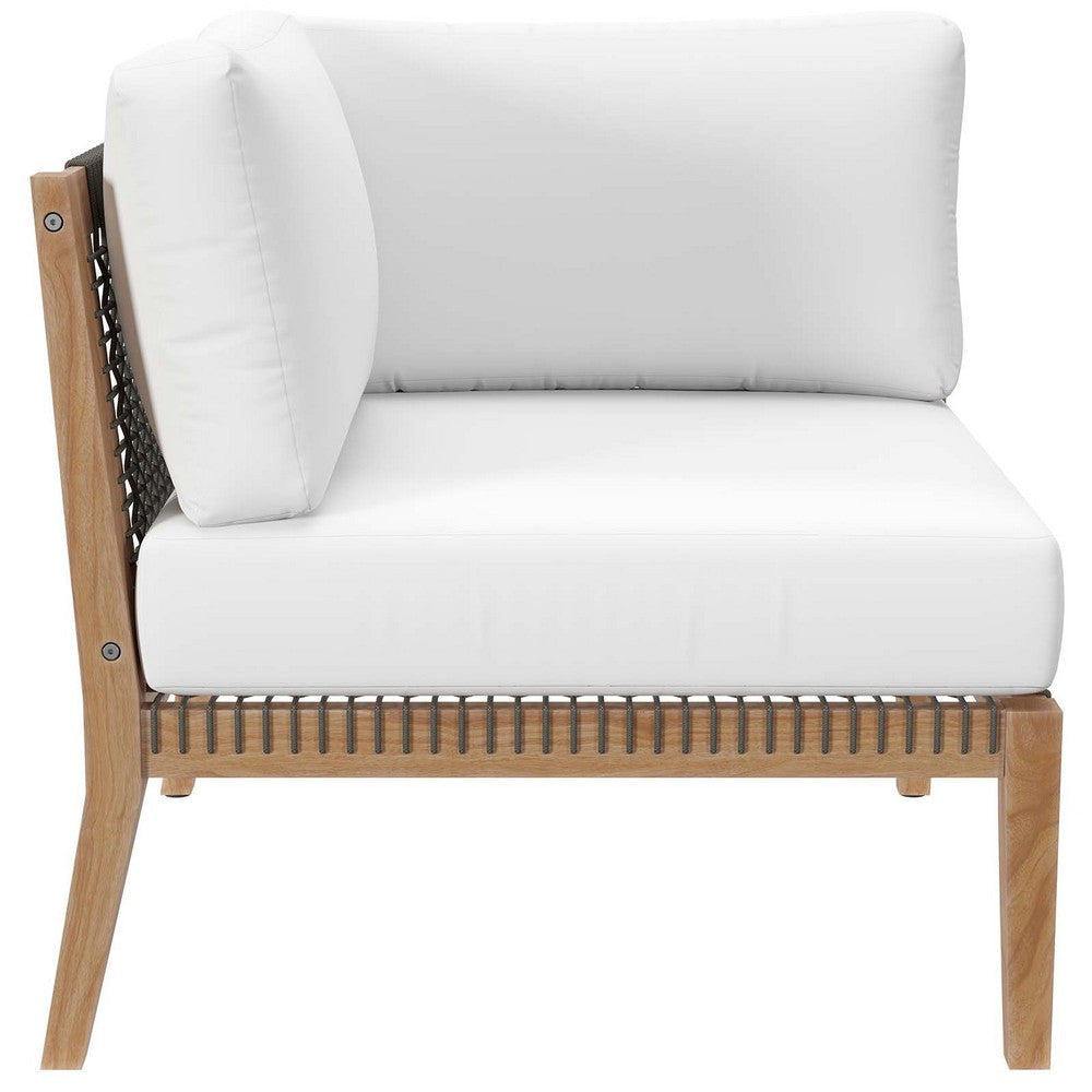 Clearwater Outdoor Patio Teak Wood Corner Chair MDY-EEI-5855-GRY-WHI