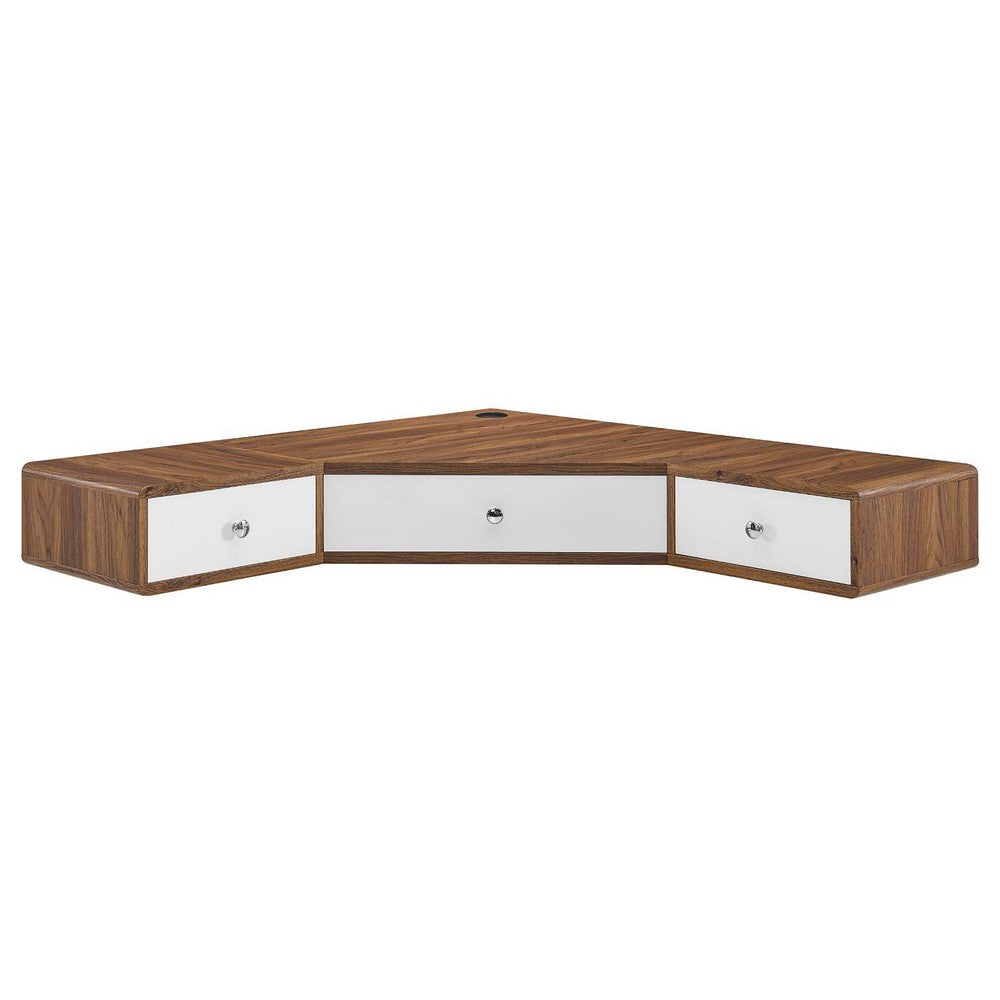 Transmit 47" Wall Mount Corner Walnut Office Desk by Modway| White