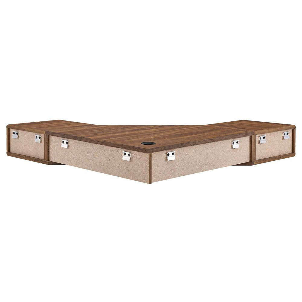 Transmit 47" Wall Mount Corner Walnut Office Desk by Modway| White
