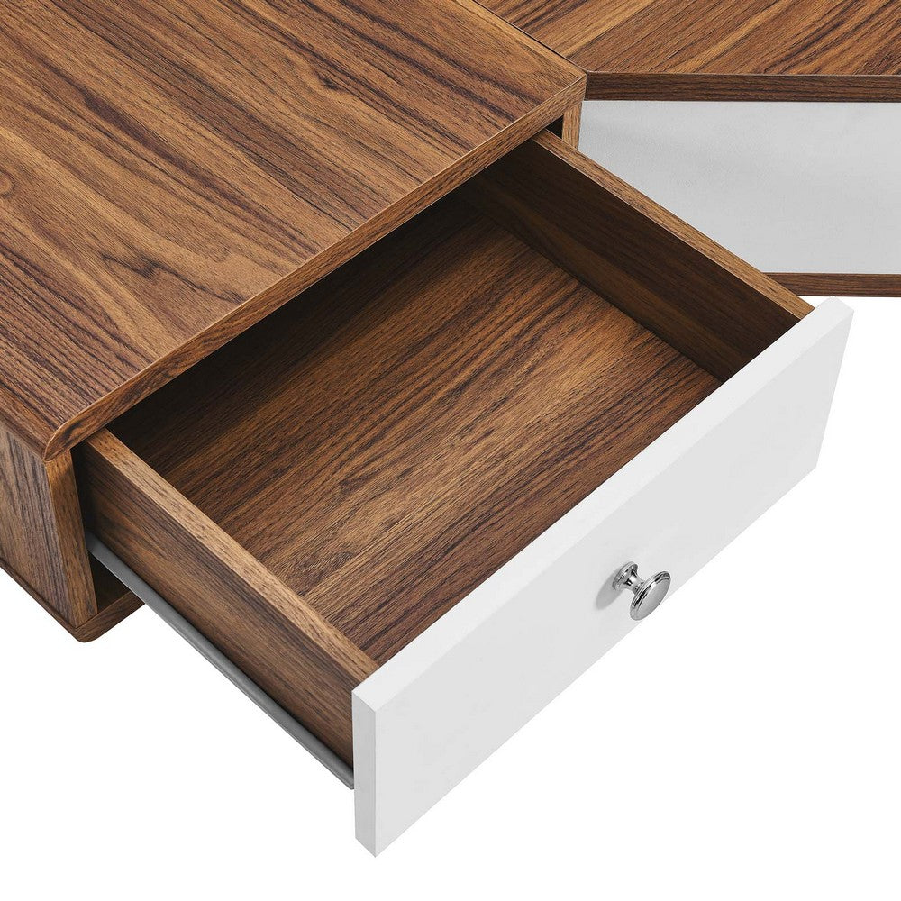 Transmit 47" Wall Mount Corner Walnut Office Desk by Modway| White