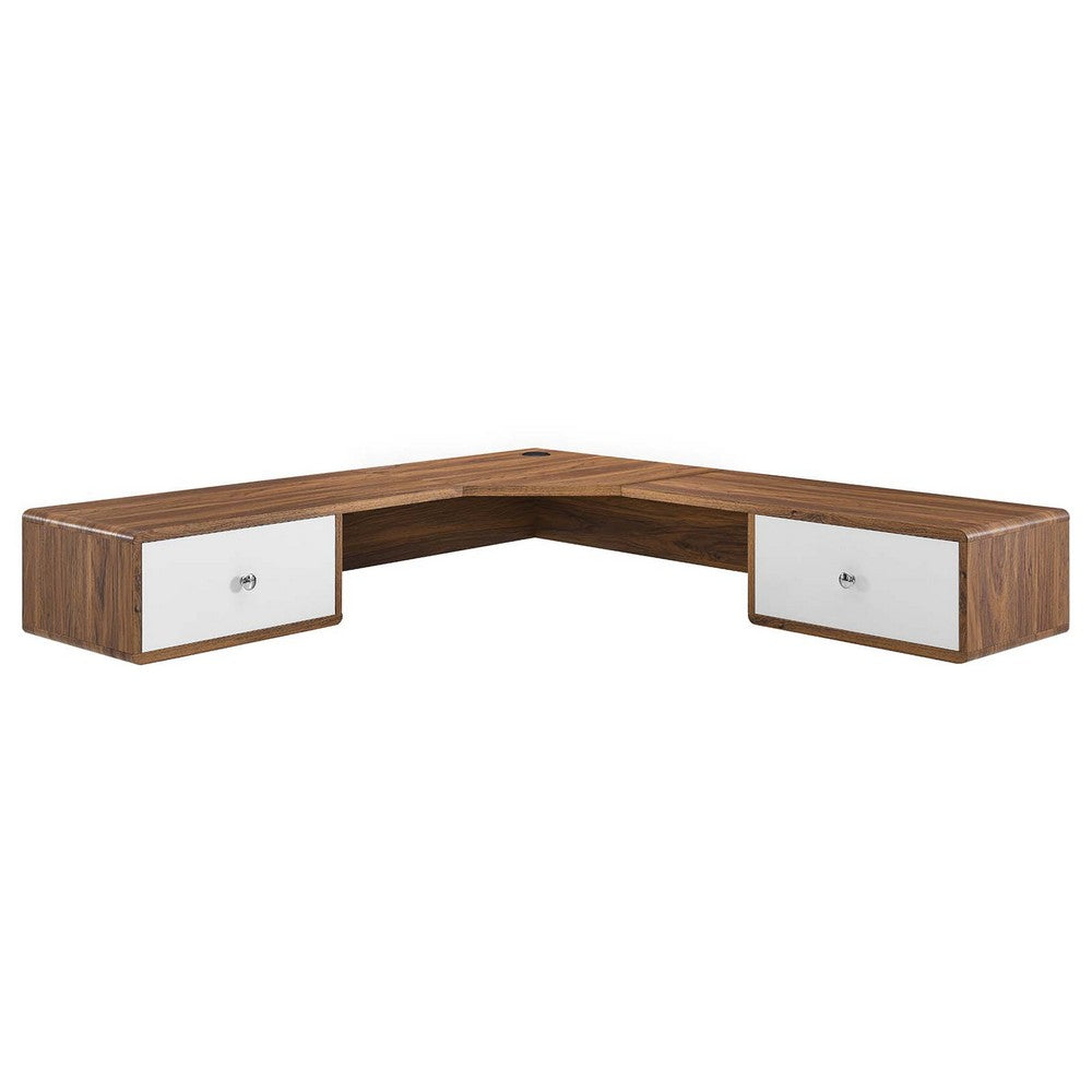 Transmit 55" Wall Mount Corner Wood Office Desk by Modway| White