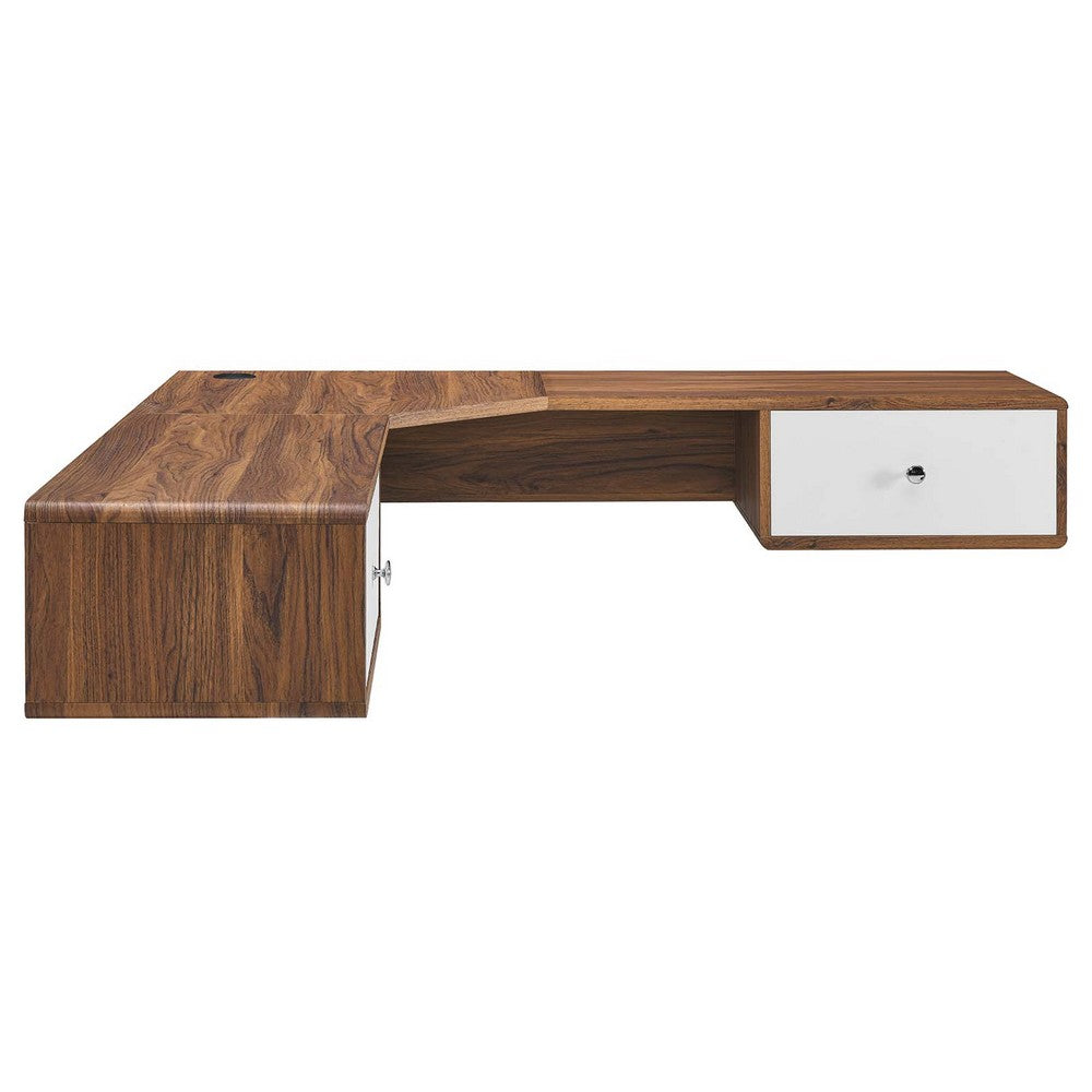 Transmit 55" Wall Mount Corner Wood Office Desk by Modway| White