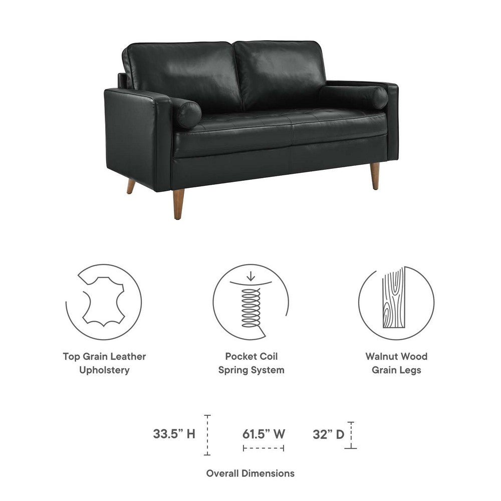 Valour Leather Loveseat by Modway| Black