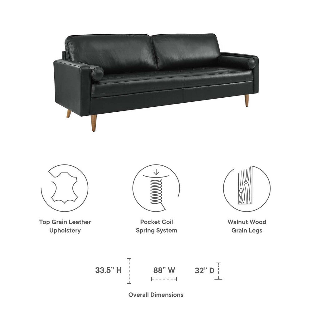Valour 88" Leather Sofa by Modway| Black