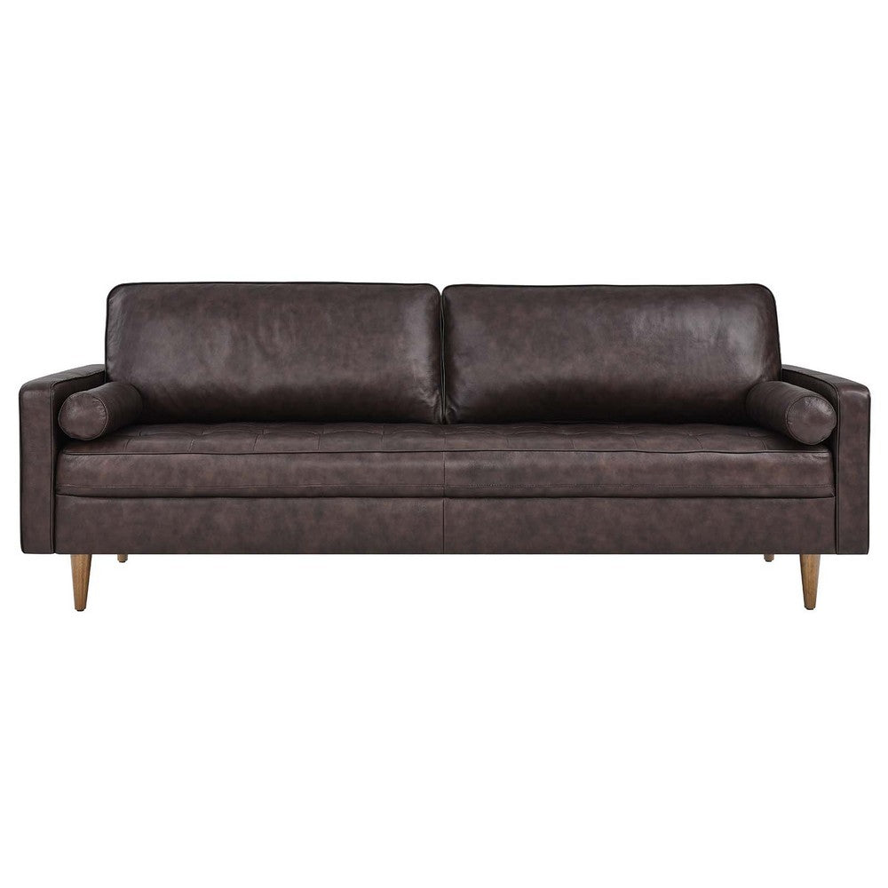 Valour 88" Leather Sofa by Modway| Brown