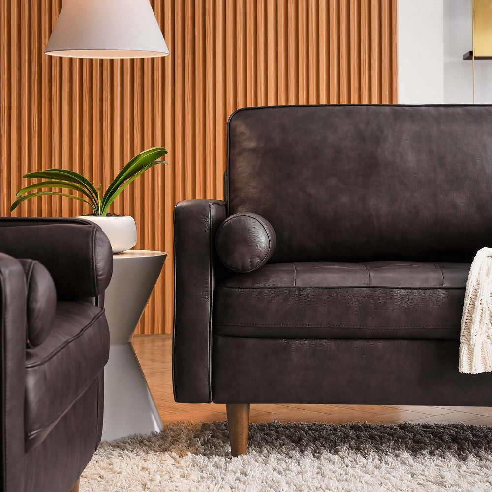 Valour 88" Leather Sofa by Modway| Brown