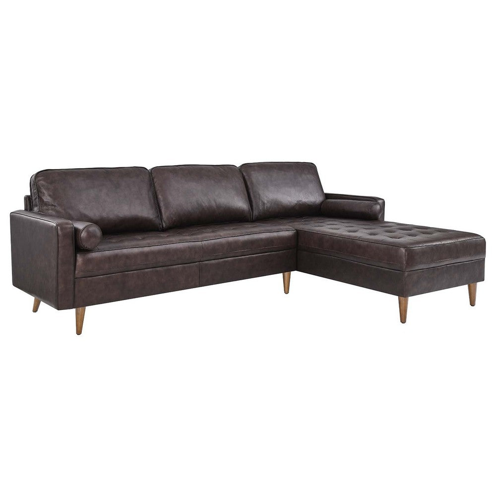 Valour 98" Leather Sectional Sofa by Modway| Brown