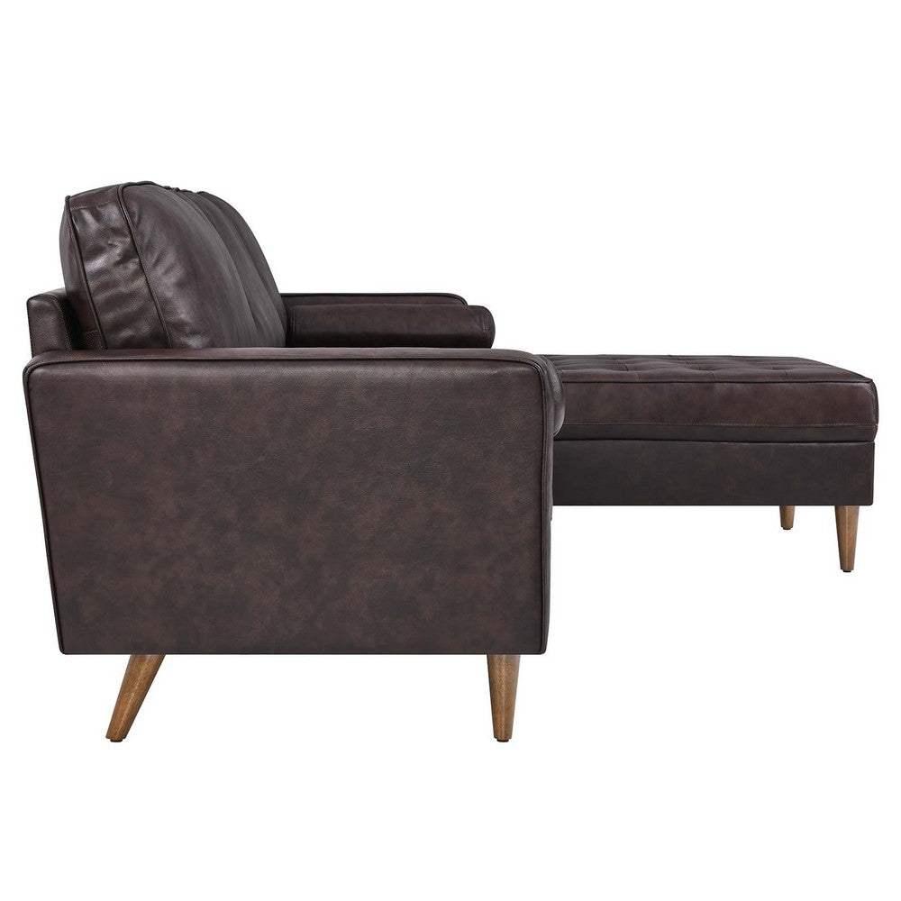 Valour 98" Leather Sectional Sofa by Modway| Brown