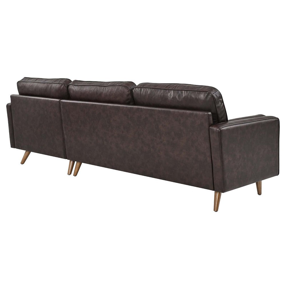 Valour 98" Leather Sectional Sofa by Modway| Brown