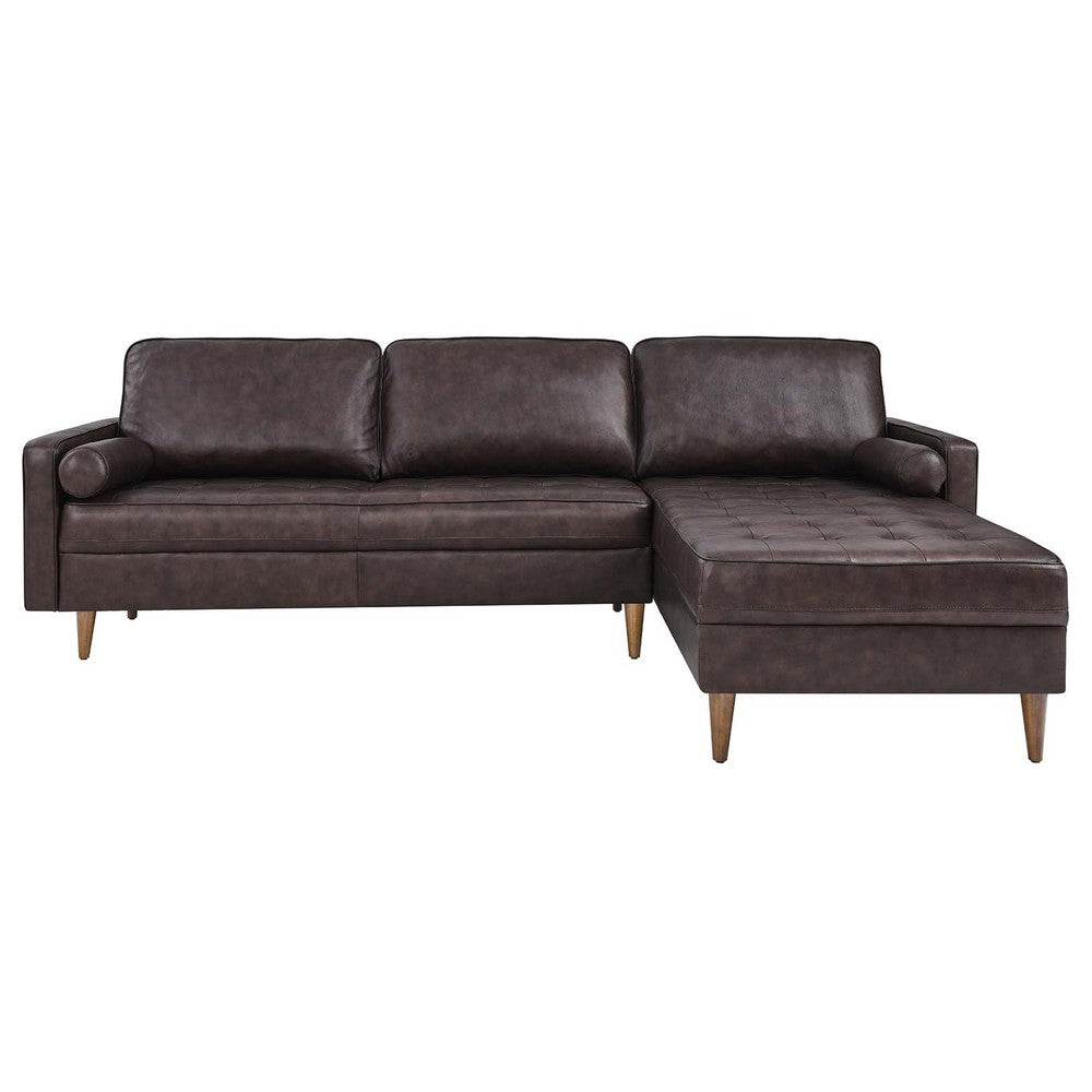 Valour 98" Leather Sectional Sofa by Modway| Brown