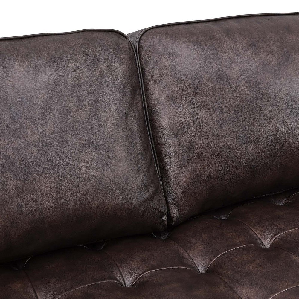 Valour 98" Leather Sectional Sofa by Modway| Brown