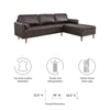 Valour 98" Leather Sectional Sofa by Modway| Brown
