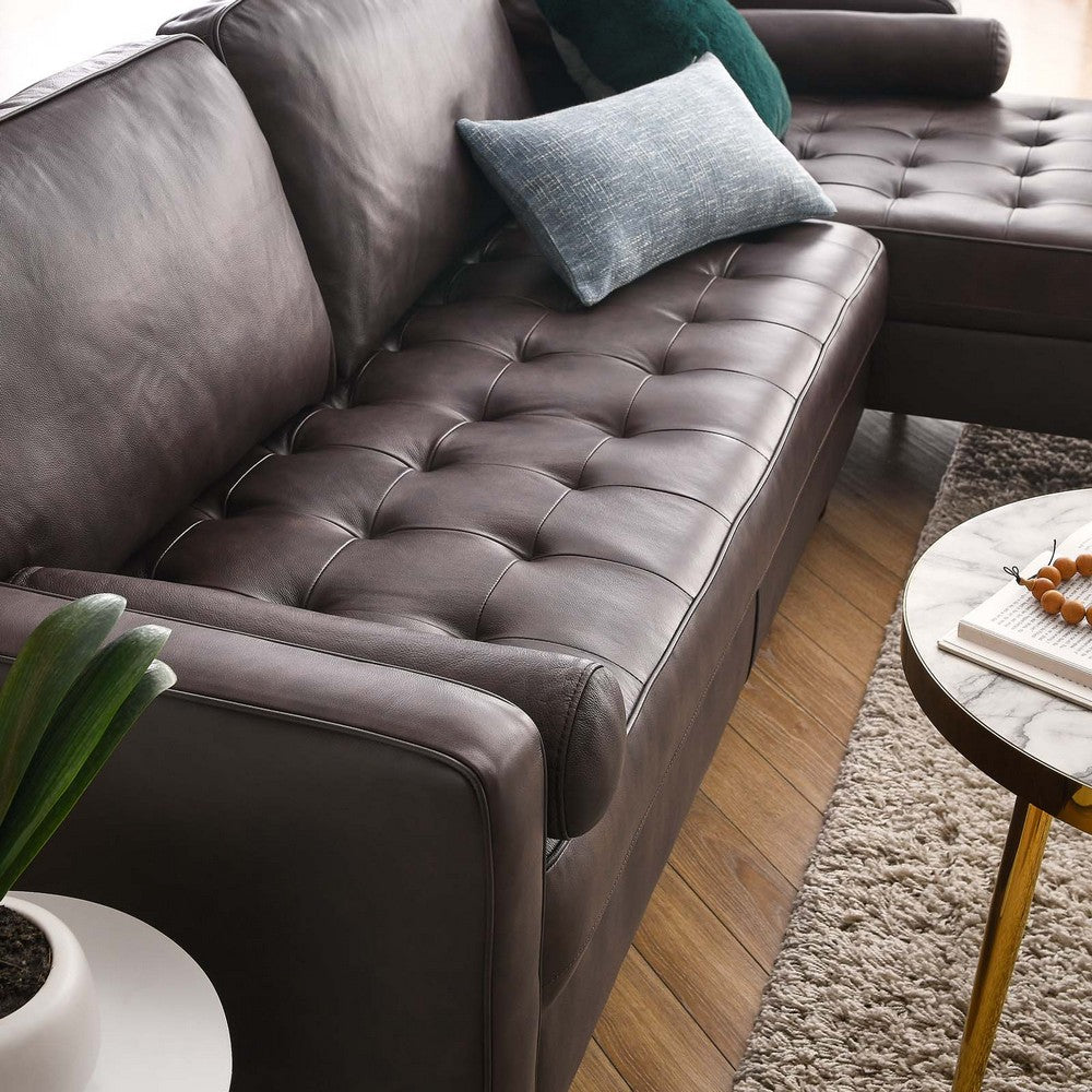 Valour 98" Leather Sectional Sofa by Modway| Brown