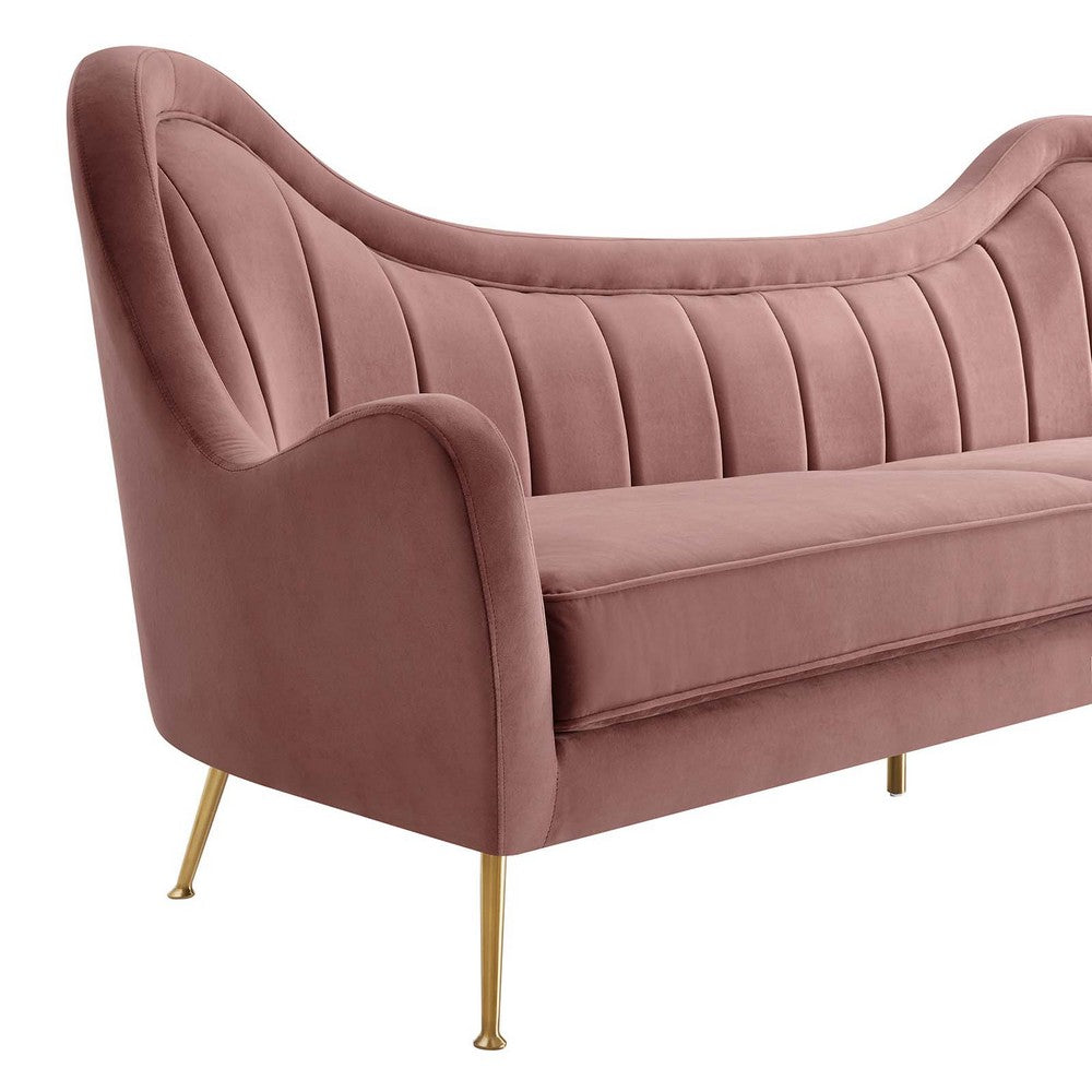 Cheshire Channel Tufted Performance Velvet Sofa by Modway| Red
