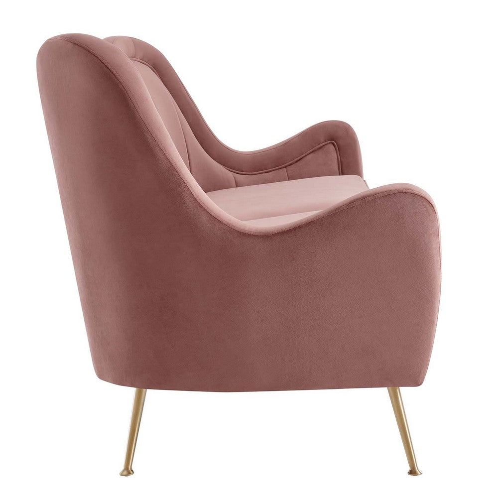 Cheshire Channel Tufted Performance Velvet Sofa by Modway| Red