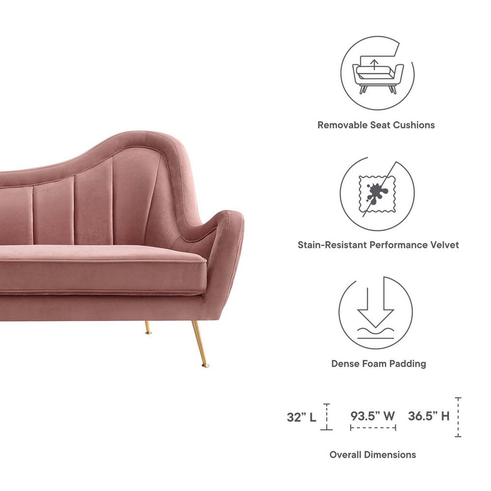 Cheshire Channel Tufted Performance Velvet Sofa by Modway| Red