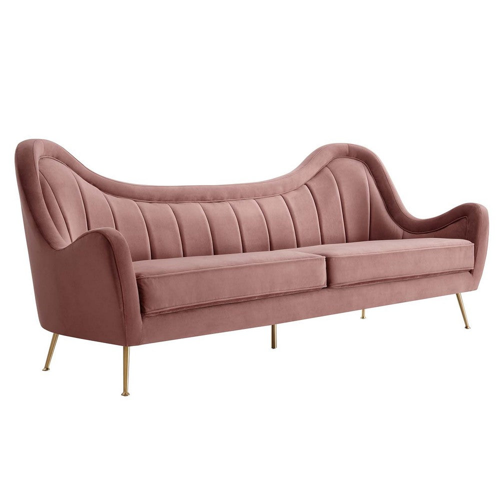 Cheshire Channel Tufted Performance Velvet Sofa by Modway| Red