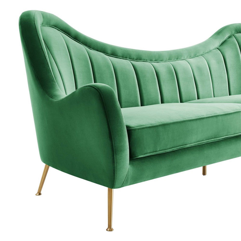 Cheshire Channel Tufted Performance Velvet Sofa by Modway| Green