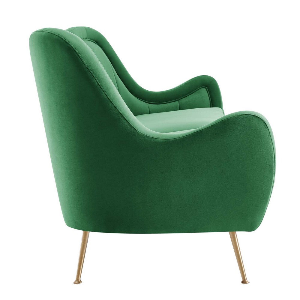 Cheshire Channel Tufted Performance Velvet Sofa by Modway| Green