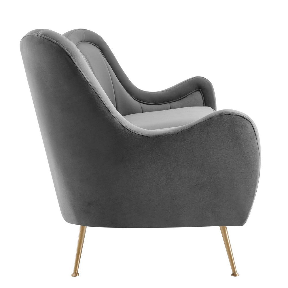 Cheshire Channel Tufted Performance Velvet Sofa by Modway| Gray