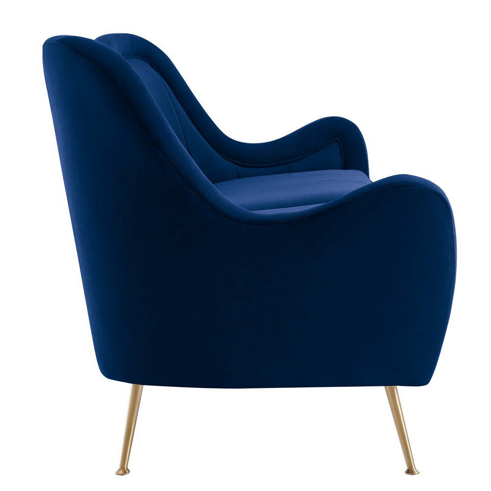 Cheshire Channel Tufted Performance Velvet Sofa by Modway| Blue