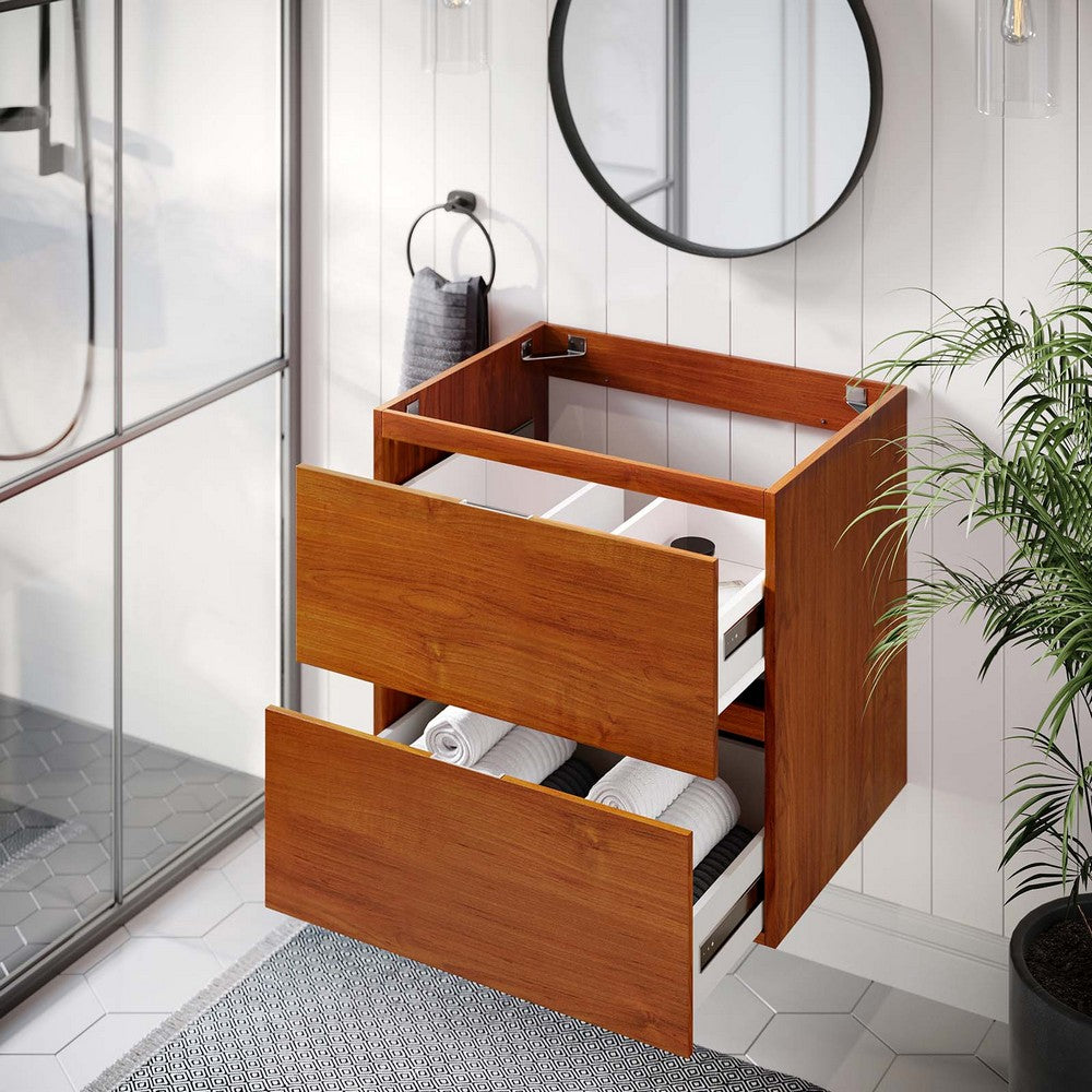 Scenic 24" Wall-Mount Bathroom Vanity Cabinet (Sink Basin Not Included) by Modway| Brown