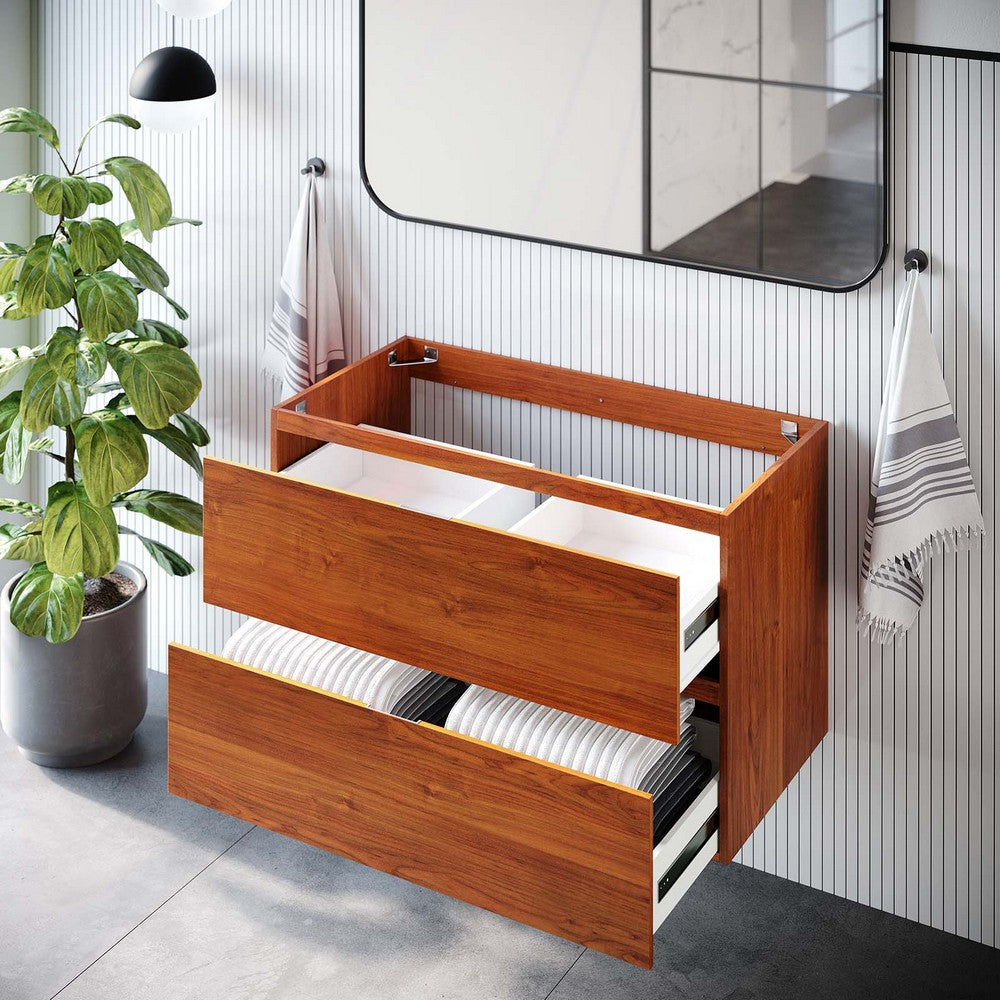 Scenic 36" Wall-Mount Bathroom Vanity Cabinet (Sink Basin Not Included) by Modway| Brown