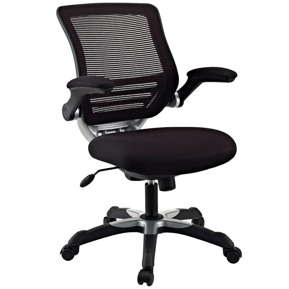 Modway Edge Mesh Back and Mesh Seat Office Chair In Black With Flip-Up Arms in Black MDY-EEI-594-BLK