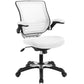 Modway Edge Mesh Back and Mesh Seat Office Chair In Black With Flip-Up Arms in White