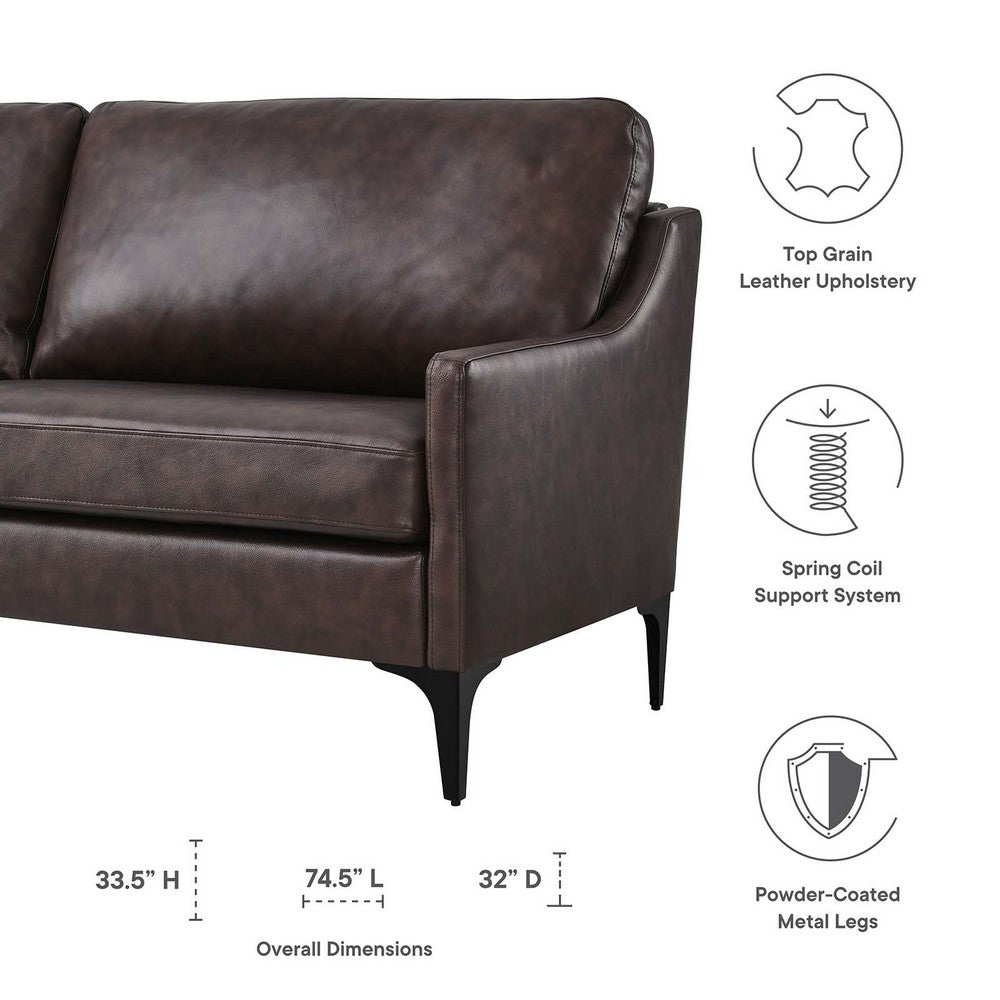 Corland Leather Sofa by Modway| Brown