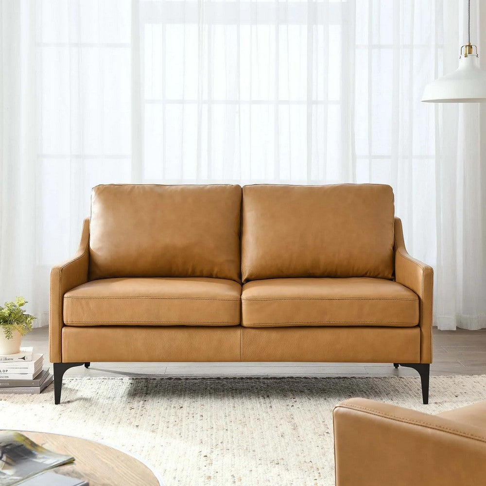 Modway Corland Upholstered Leather Loveseat Tan MDY-EEI-6020-TAN