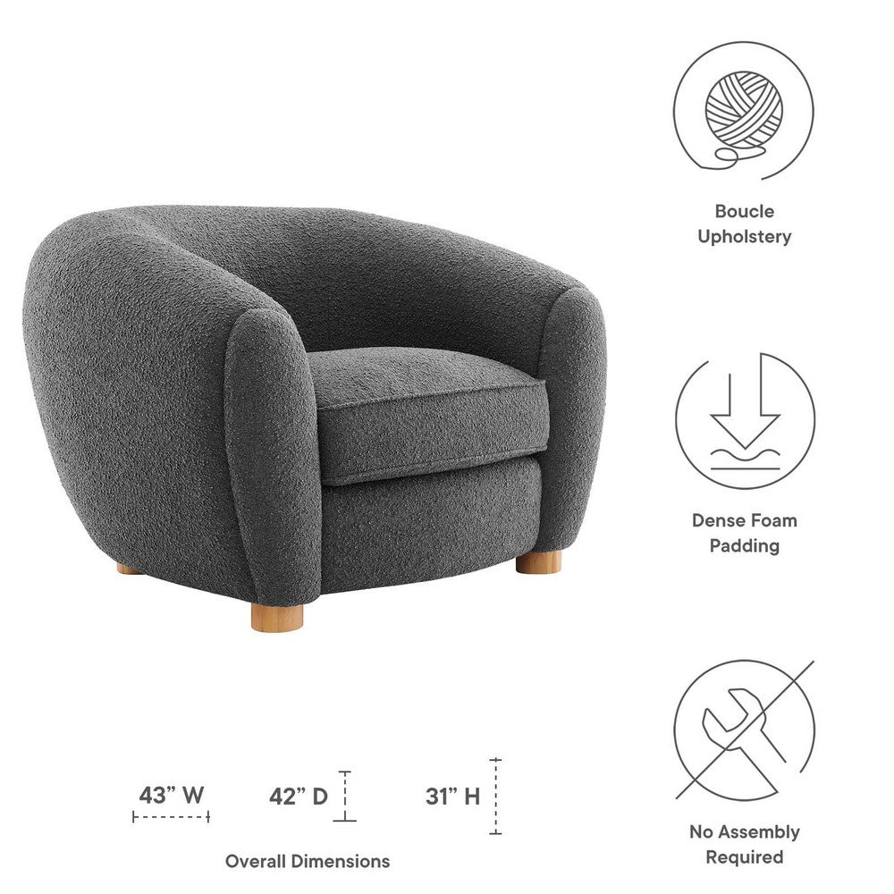 Abundant Boucle Upholstered Fabric Armchair by Modway| Gray