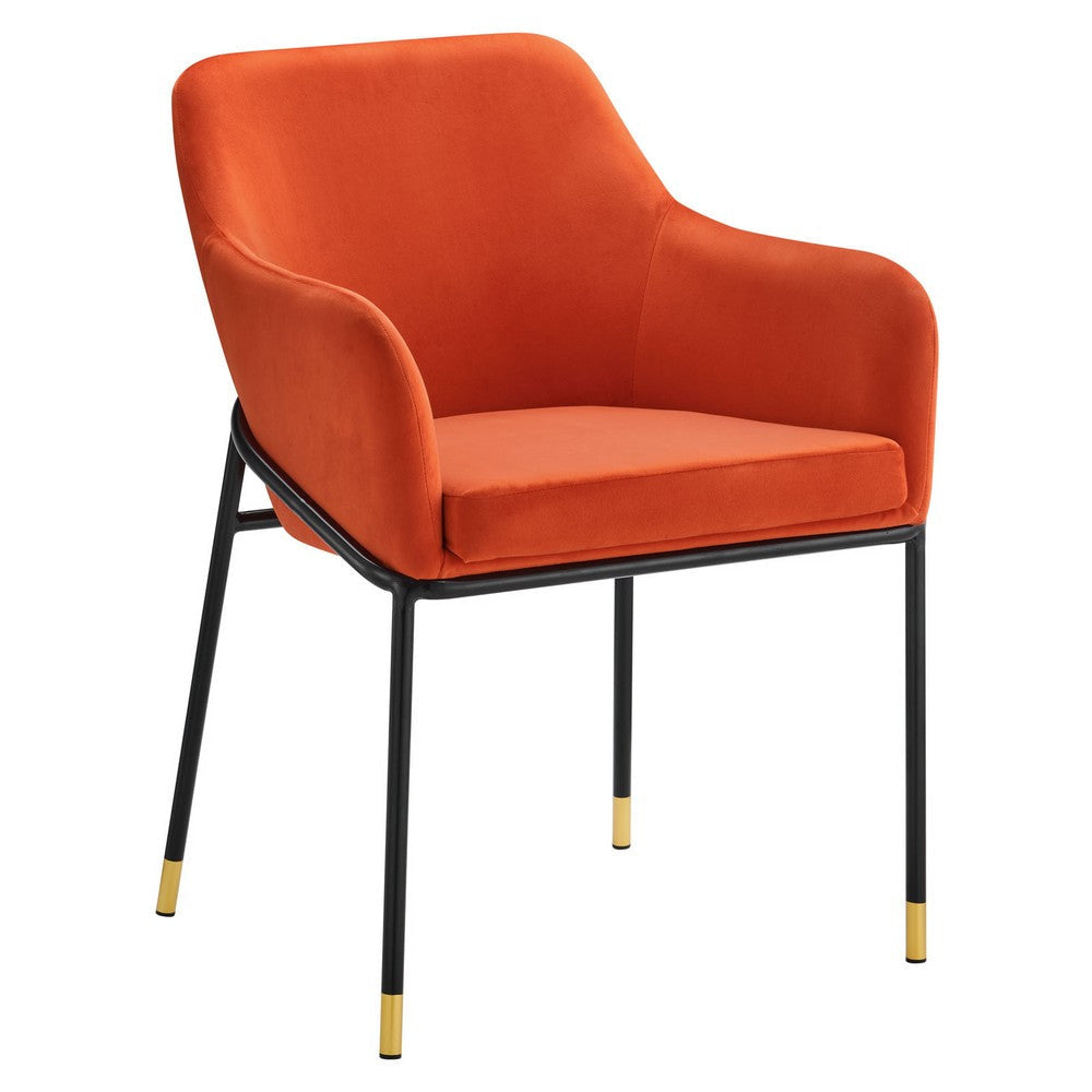 Modway Jovi Performance Velvet Dining Armchair - Set of 2 Black Orange MDY-EEI-6026-BLK-ORA