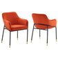 Modway Jovi Performance Velvet, Dining Armchair - Set of 2, Black Orange